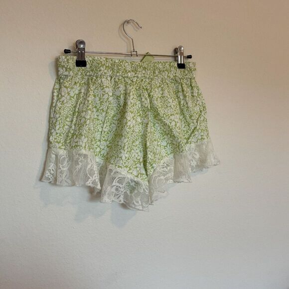 Anthropogie Green and White Lace Sleep Shorts - Picture 5 of 5
